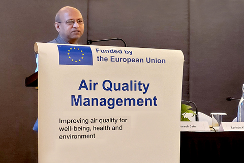 Prof. B. R. Gurjar, Director, NITTTR Chandigarh delivering invited talk during European Union funded Regional Workshop on Air Quality Management in Cities on 10th May 2023 at Hotel Taj Chandigarh